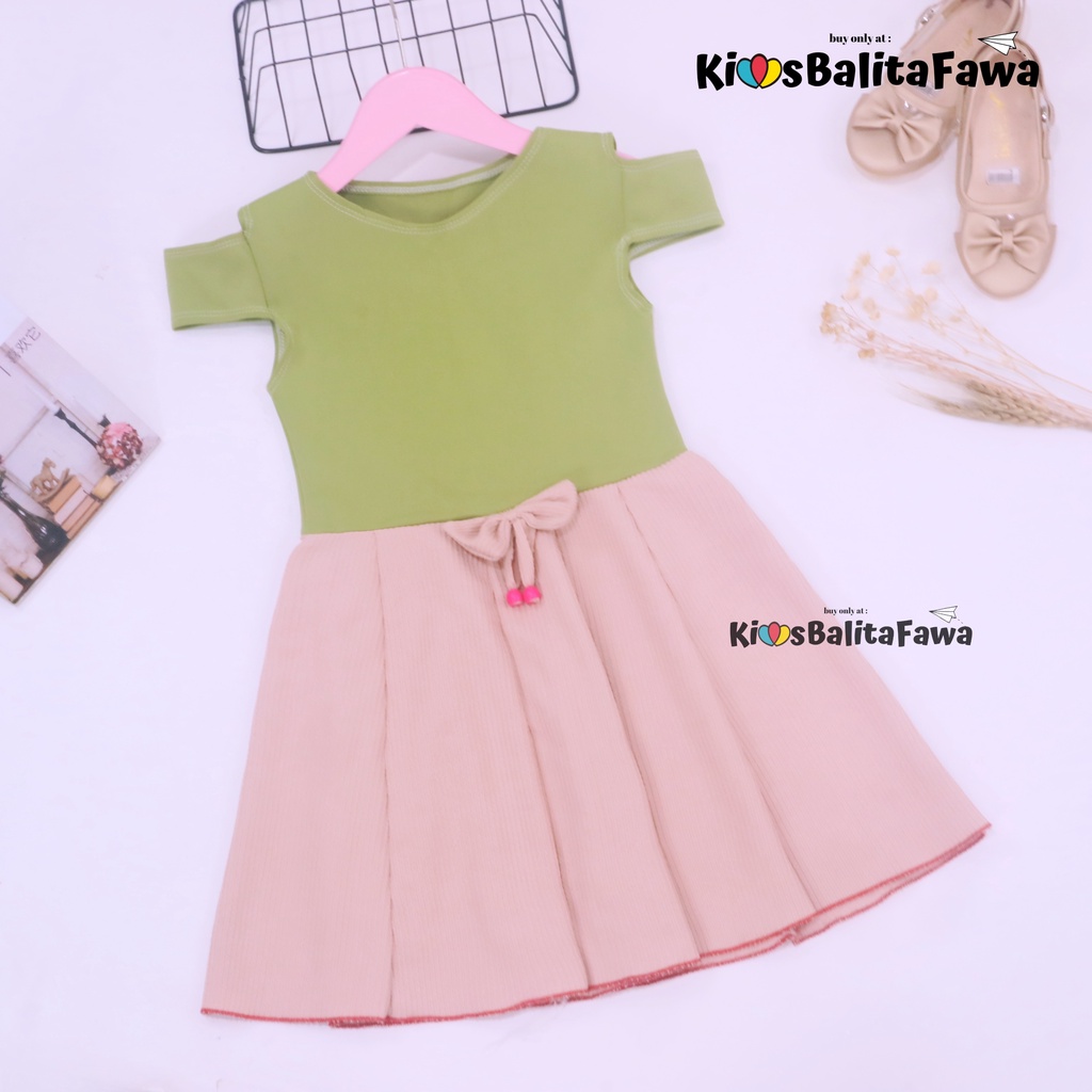 Dress Kanaya uk 4-5 Tahun / Dres Anak Perempuan Motif Baju Cewek Lengan Pendek Model Gaun