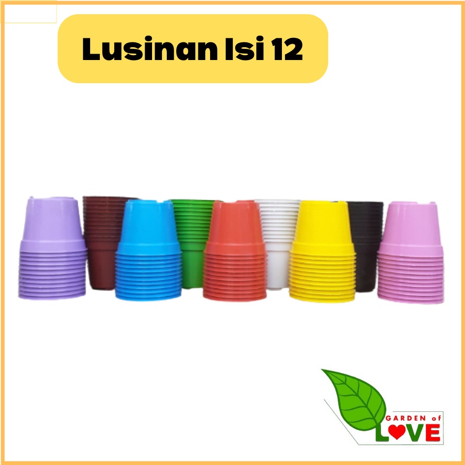 LUSINAN Pot 10 Hitam Putih Pink HIjau Orange Biru Kuning Warna Warni Isi 12 Pcs TERMURAH GROSIR Lusi