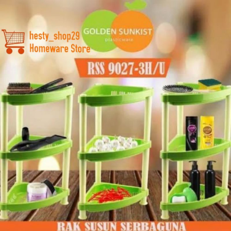 Rak Sudut Susun 3 Rak Segi Tiga Golden Sunkist RSS 9027-3