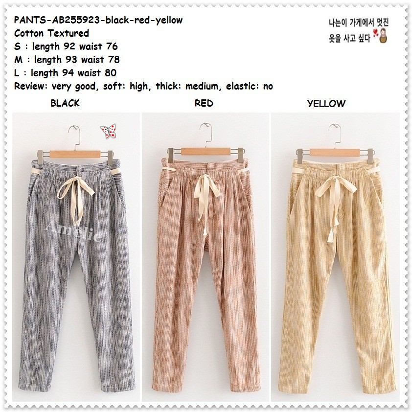 AB255923 Celana Panjang Katun Kulot Karet Pita Wanita Korea Import