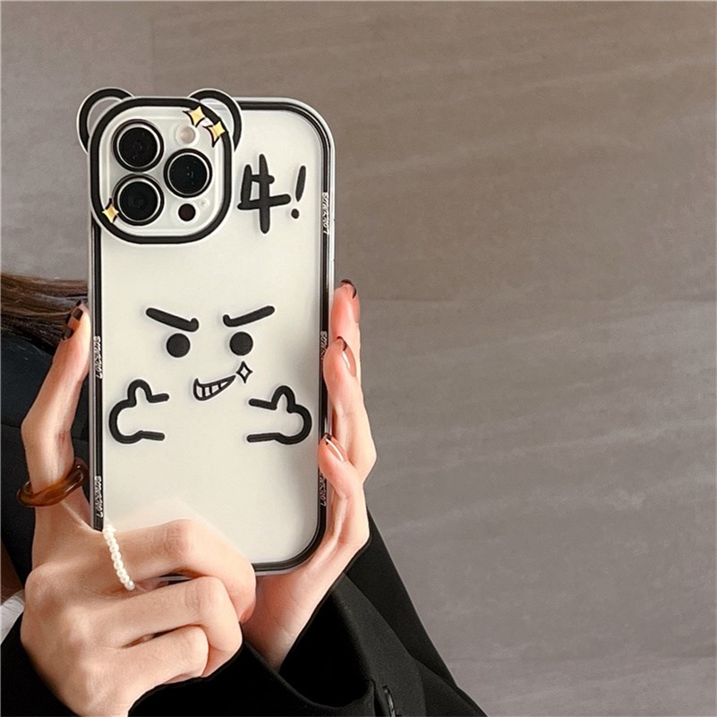 Soft Case Pelindung Penuh Desain Ekspresi Lucu Untuk Compatible for iPhone 14 13 12 11 Pro Max X Xr Xs Max iPhone 8 7 6 6s Plus SE 2020 Funny Expression Clear Mobile Phone Case Full Cover Straight Edge Soft Shell Phone Protective Cover