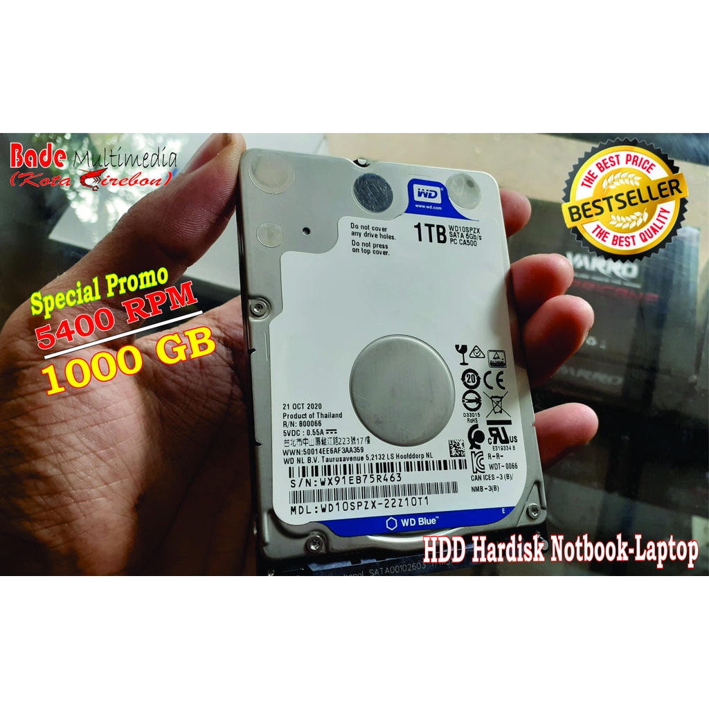 Hardisk HDD Internal Laptop 2.5 Inch 1000GB 1TB WD Blue 5400 Rpm 6Gbps