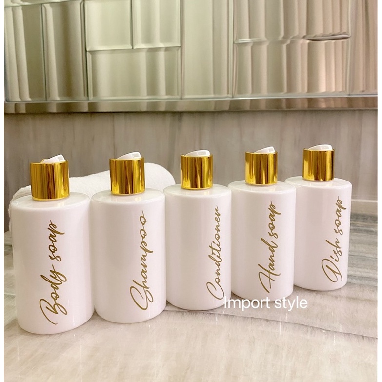 botol putih Exclusive 250ml . aesthetic bottle minimalist refill organizer tempat sabun cair pump estetik