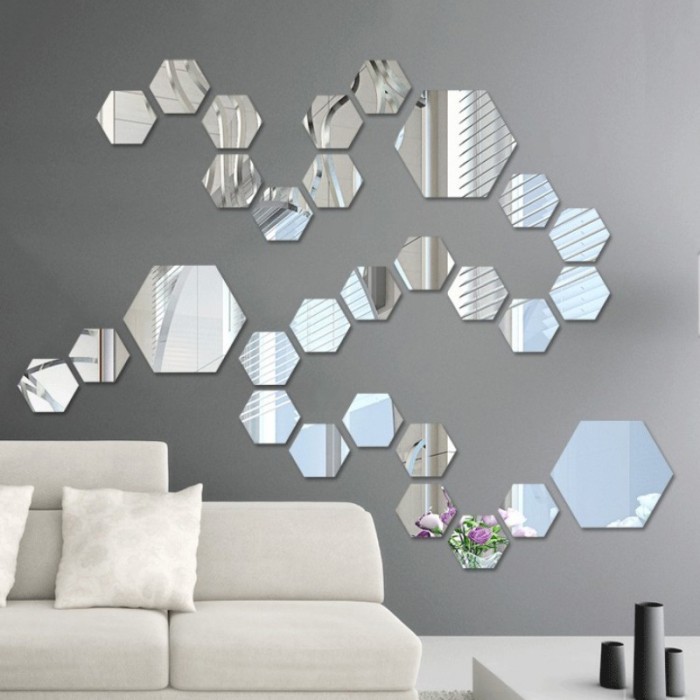 Hiasan Dinding Akrilik Cermin Hexagonal hiasan dinding Hexagonal Mirror Acrylic wall stiker