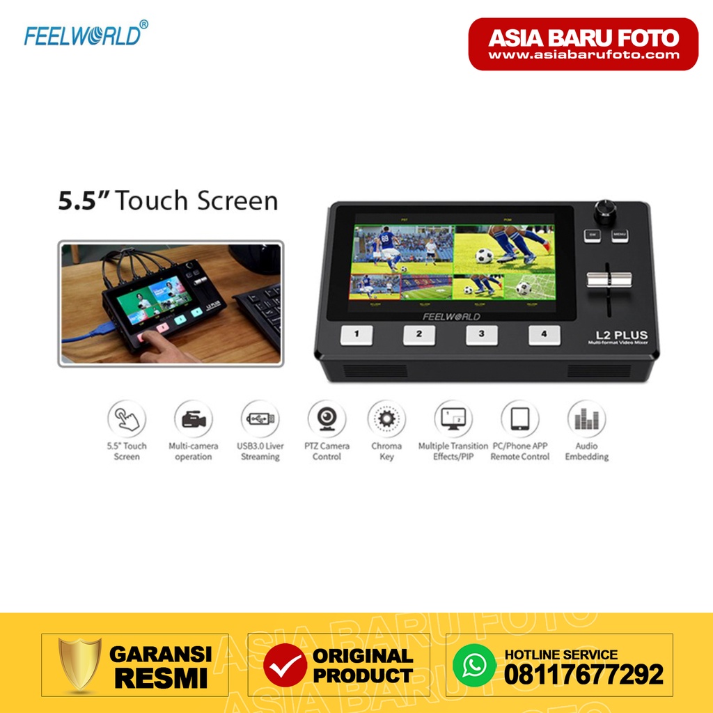 Feelworld L2 Plus Multi Camera Video Mixer Switcher 55 Inch