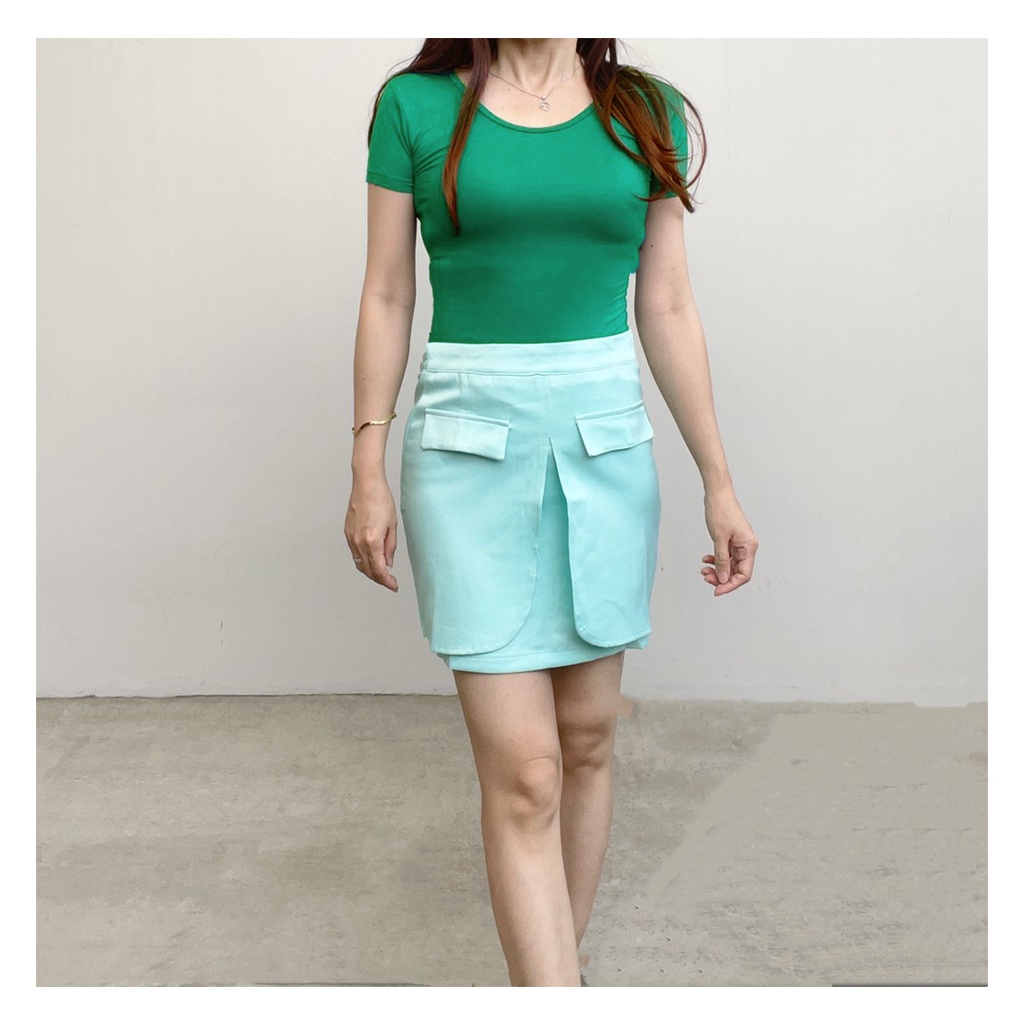 SL374 - Rok Midi Sepan Wanita Basic Cotton Stylish Office Look