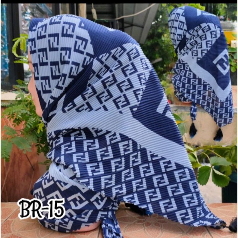 Jilbab Plisket SegiEmpat Motif Guci Lv/Hijab Lv/Jilbab Motif