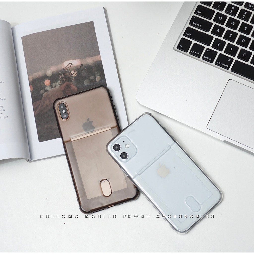 Soft Case iPhone Card Slot Casing Anticrack Holder Simpan Kartu Softcase Anti Crack Penyimpan Kartu