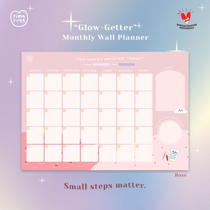 

Monthly Wall Planner | Planner | "Glow-Getter" | rimaruya
