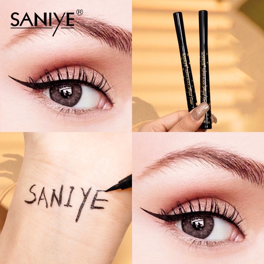 SANIYE M418 Hitam Eyeliner Waterproof Tahan Lama New Mata Kosmetic【BPOM】