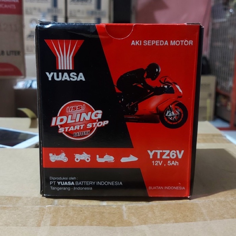 Aki Yuasa ytz6. Aki kering motor vario 125, satria fu