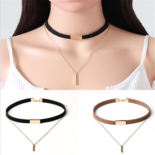 Hu Hu Hu Hu Hu Alat Bantu Pasang Kacamata♡ Kalung Choker Bahan Suede Imitasi Gaya Vintage Gothic Punk Untuk Wanita