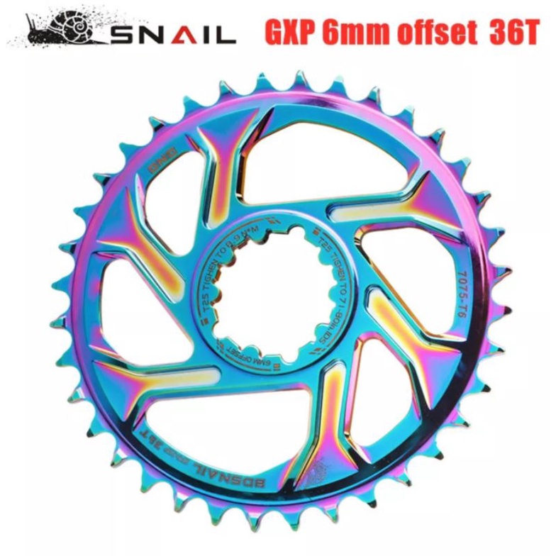 Snail Chainring GXP 36T Chain ring GXP Narrow Wide Direct Mount Rainbow