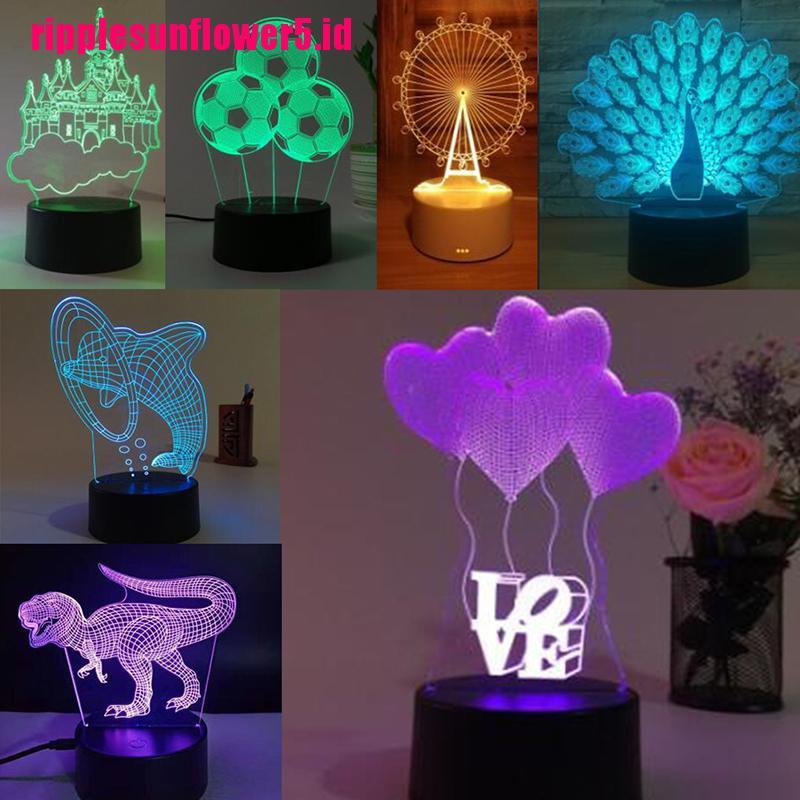 # Kaos T-Shirt Wanita Lengan Pendek Motif Print #1pc Lampu Malam LED RGB 3D Illusion Bahan Akrilik Untuk Anak