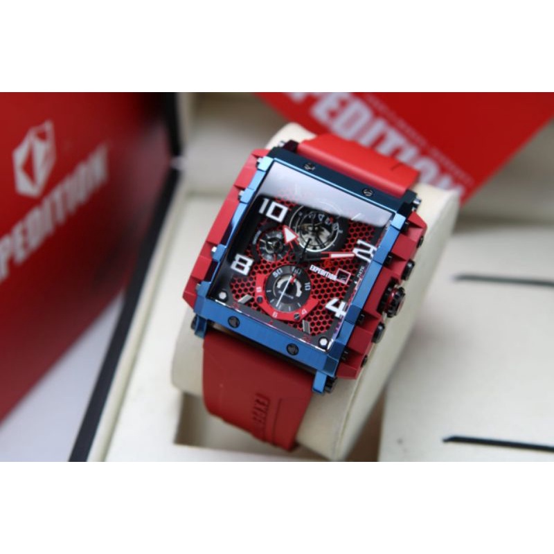 New JAM TANGAN PRIA EXPEDITION E6757 BLUE RED ORIGINAL GARANSI RESMI 1TAHUN
