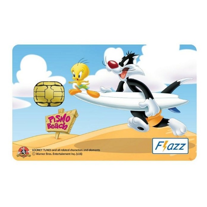 Kartu Flazz Limited Edition Loony Tunes Tweety and Sylvester Surfing