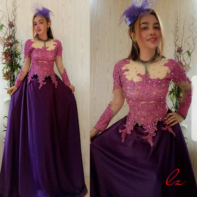 Gwon ungu /baju nyanyi/ singer =pesta= party/ wisuda/ hijab