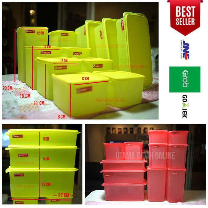toples 1 set daily fresh model tupperware - Merah
