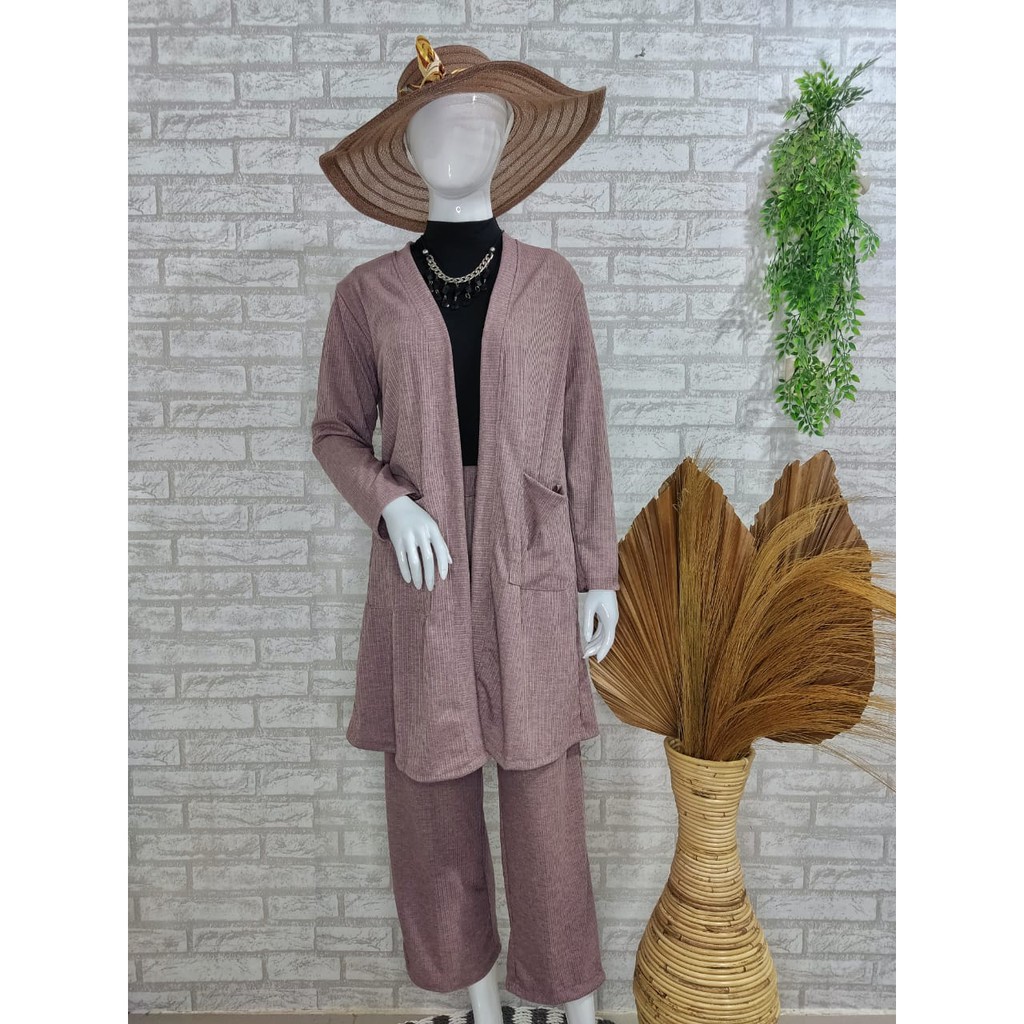 Setelan long Cardi knit premium by Zara