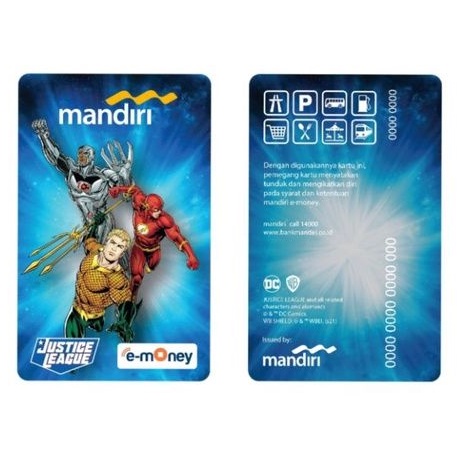 Mandiri eMONEY Justice League - AQUAMAN, THE FLASH, and CYBORG ORI /Like eTOLL Tapcash Flazz or Brizzi