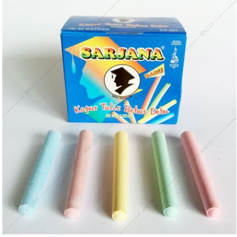

kapur tulis warna sarjana 1 box kecil isi 50batang