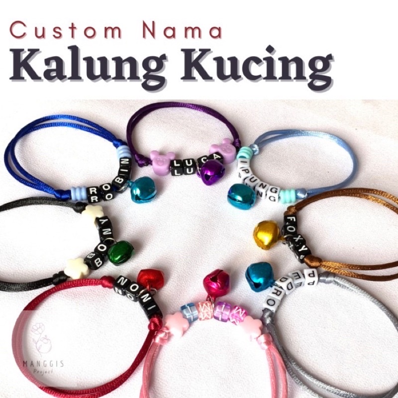 Kalung Kucing Hewan Custom Nama Murah Lucu dengan Lonceng