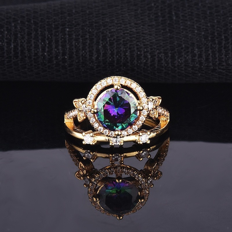 Fashion Inlaid Color Laser Diamond Ring