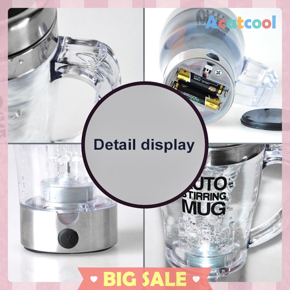 350ml Stainless Steel Electric Automatic Self Stirring Mug Coffee Milk Cup