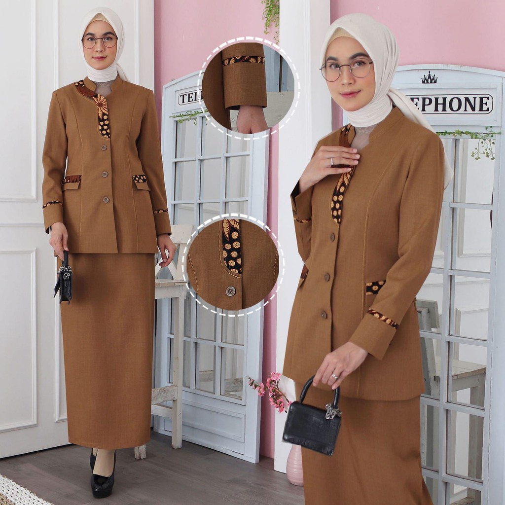 BLAZER WANITA B&amp;V LYNELLE / Seragam PNS / Baju PDH PNS Wanita / Baju Dinas Pemda Wanita / Baju Khaki PNS Wanita / Seragam ASN Wanita / Baju Guru Wanita - 7011 Pemda Aceh / Coklat Tua Gelap