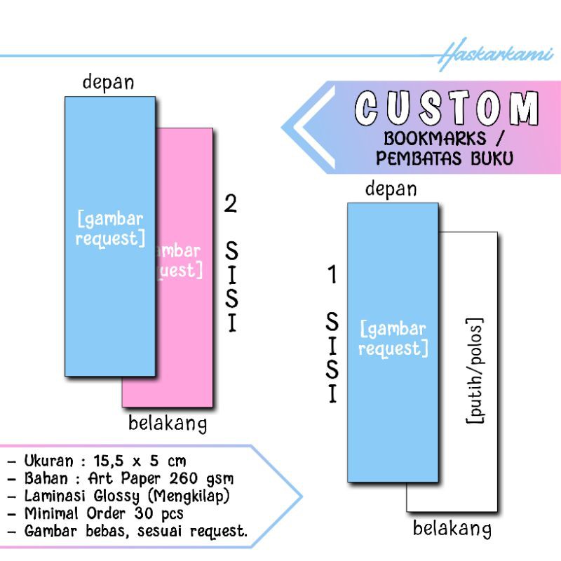 

Custom Bookmarks/Pembatas Buku - haskarkami [Harap Baca Deskripsi Produk]