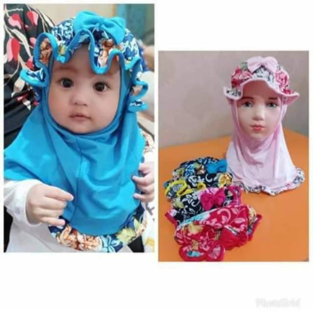 jilbab / hijab anak bayi topi bunga