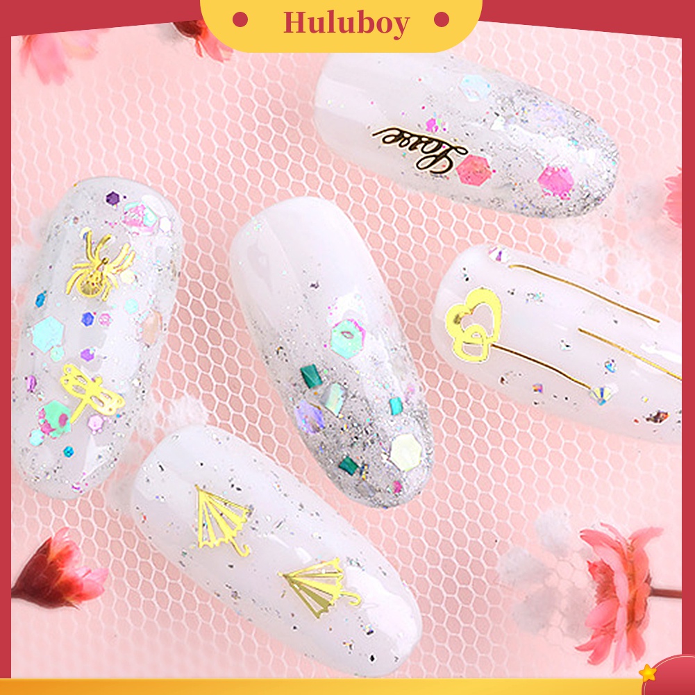 Huluboy Huluboy♡ 2 Kotak Stiker Sequin Metal Hollow Bentuk Daun Natal Untuk Dekorasi Nail Art