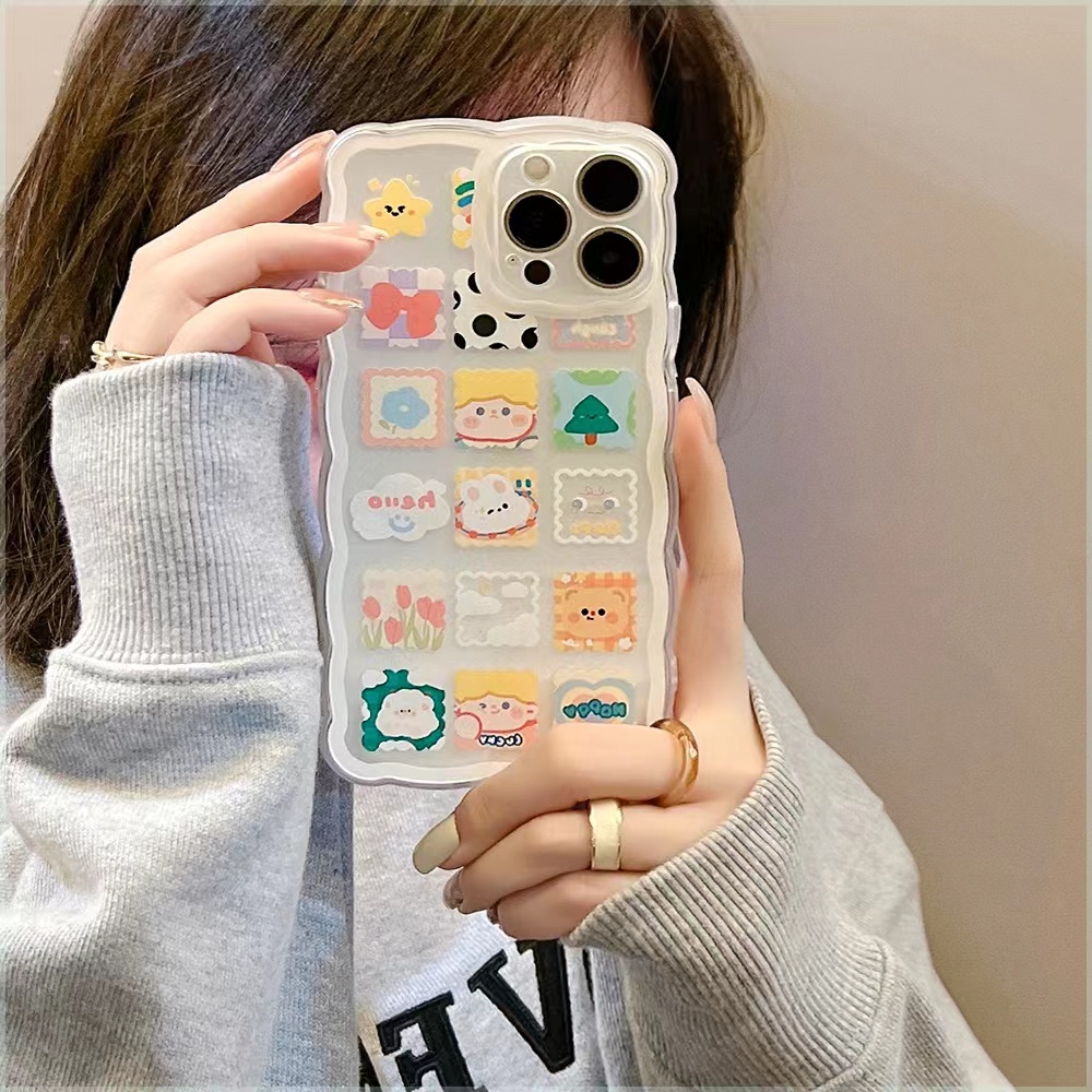 Soft Case Tpu Transparan Motif Kartun Lucu 13 13pro 13prm Untuk iPhone 11 7Plus 8Plus Xr XS 13 12pro Max