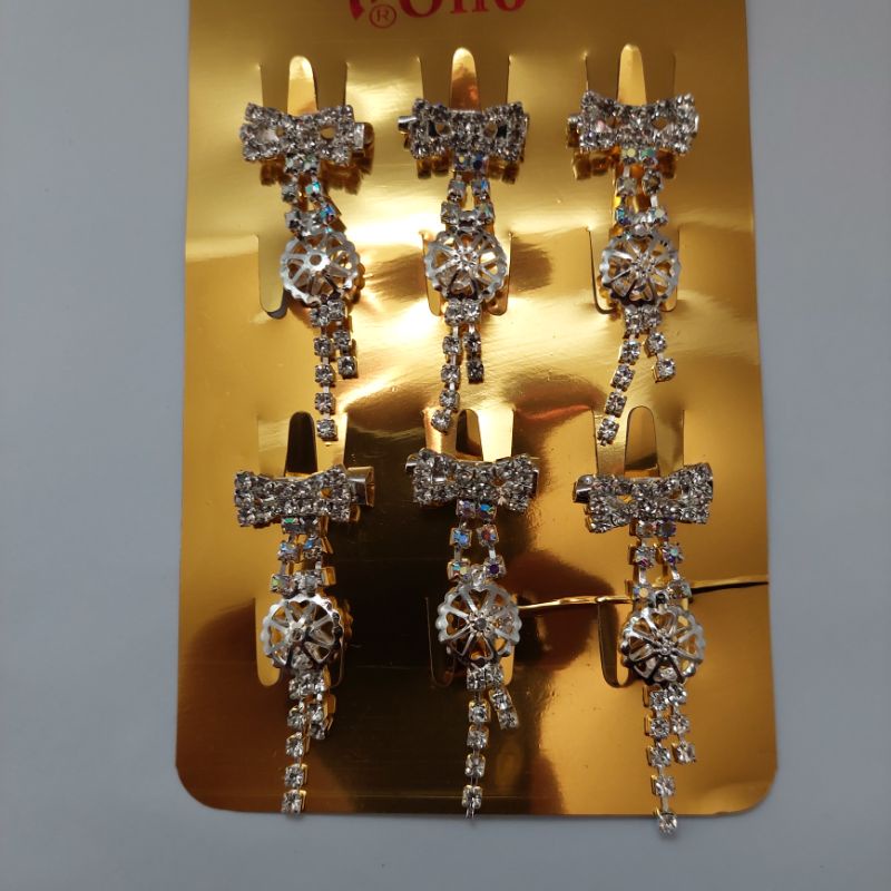 BROS DAGU Kecil Hijab Jilbab Aksesoris Wanita Muslim Cantik Full Mata Bros dagu murah.-Jurai putih E