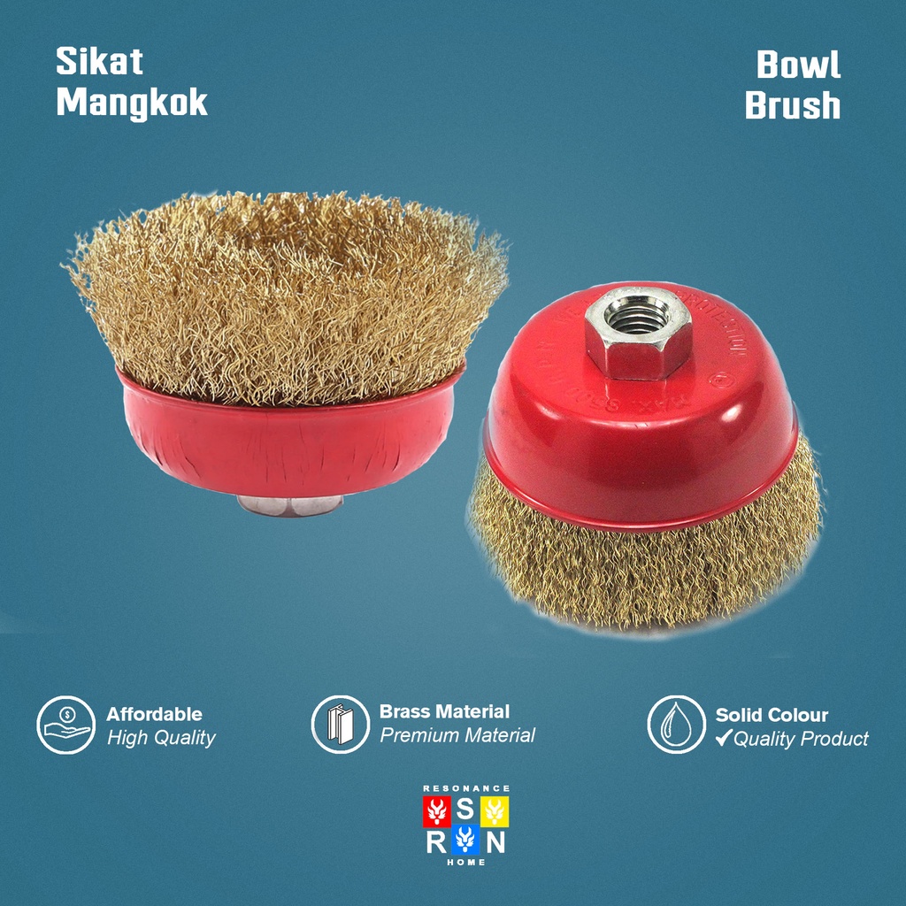 Sikat Mangkok Kepang 3 Inch l Kawat l Kuningan l Polishing Wheel Cup Brush Resonance Home