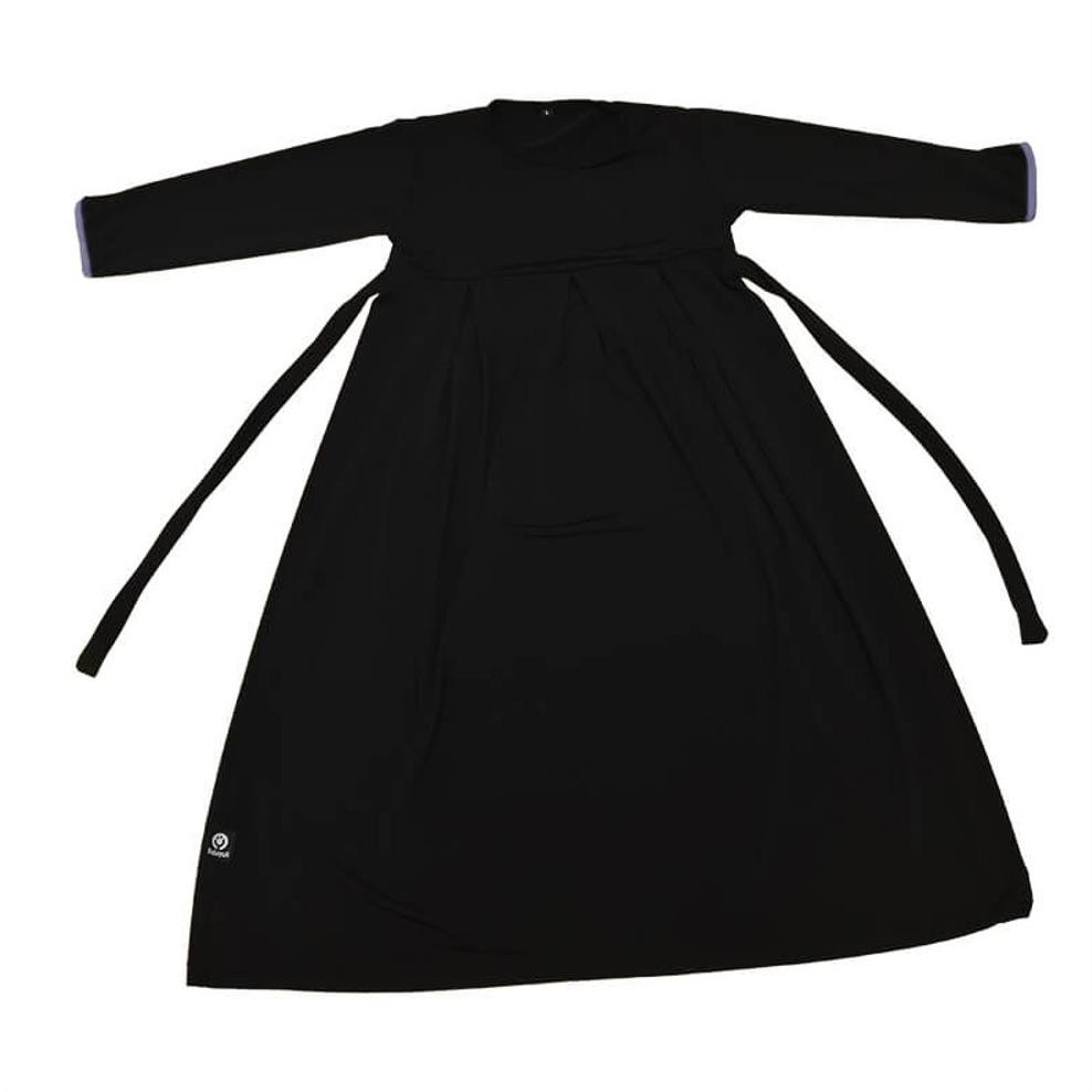 Diskon BAJUYULI - Baju Gamis Muslim Anak Perempuan Syari Jersey Polos Cantik - Hitam JSBK01