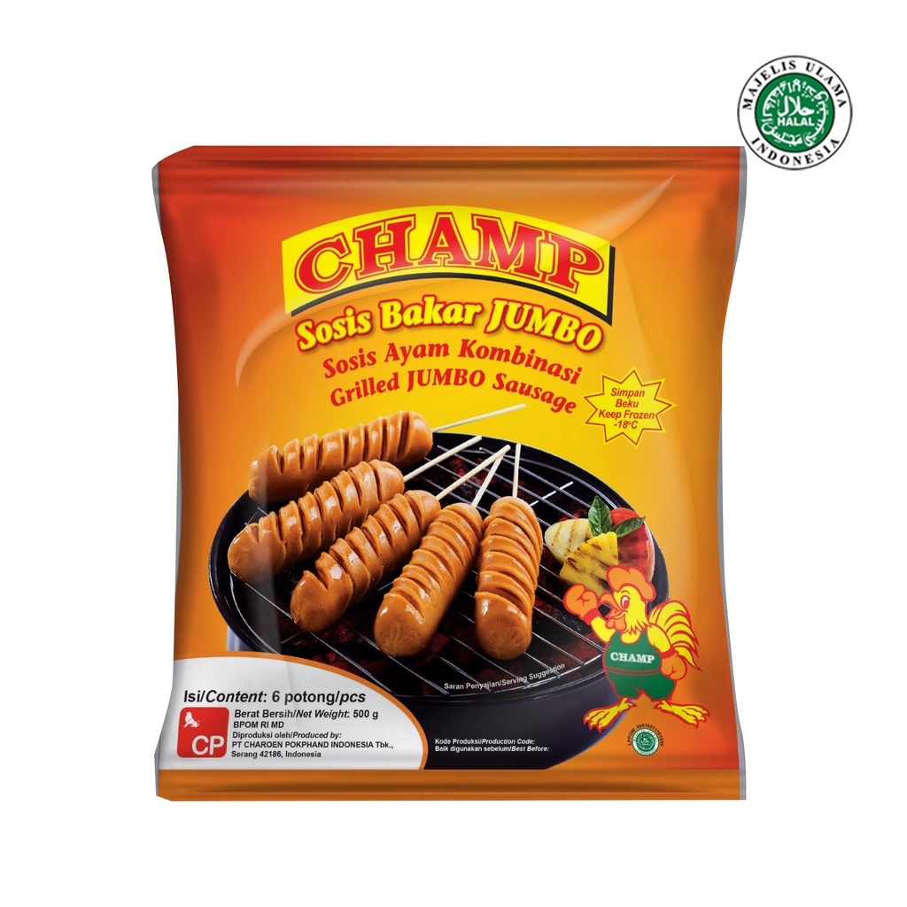 Champ Sausage Jumbo Bakar 500gr, Sosis Bakar Jumbo Halal