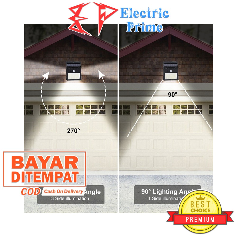 Lampu Taman Tenaga Surya 144 Titik LED Solar Motion Sensor TRIPLEDI Light IP65 Waterproof PIR Outdoor