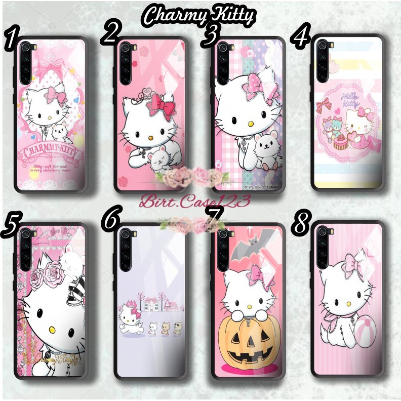 back case glass CHARMY KITTY Iphone 5 6 6s 6+ 6s+ 7 7s 7+ 8 8+ Se 2020 X Xs Xr 11 12 Pro Max BC5214