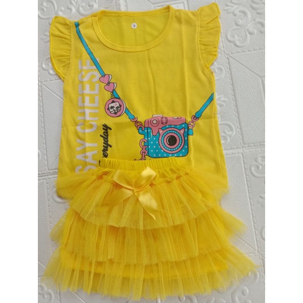 SETELAN ROK TUTU DAN KAOS RUFFLE USIA 0-1,5TH