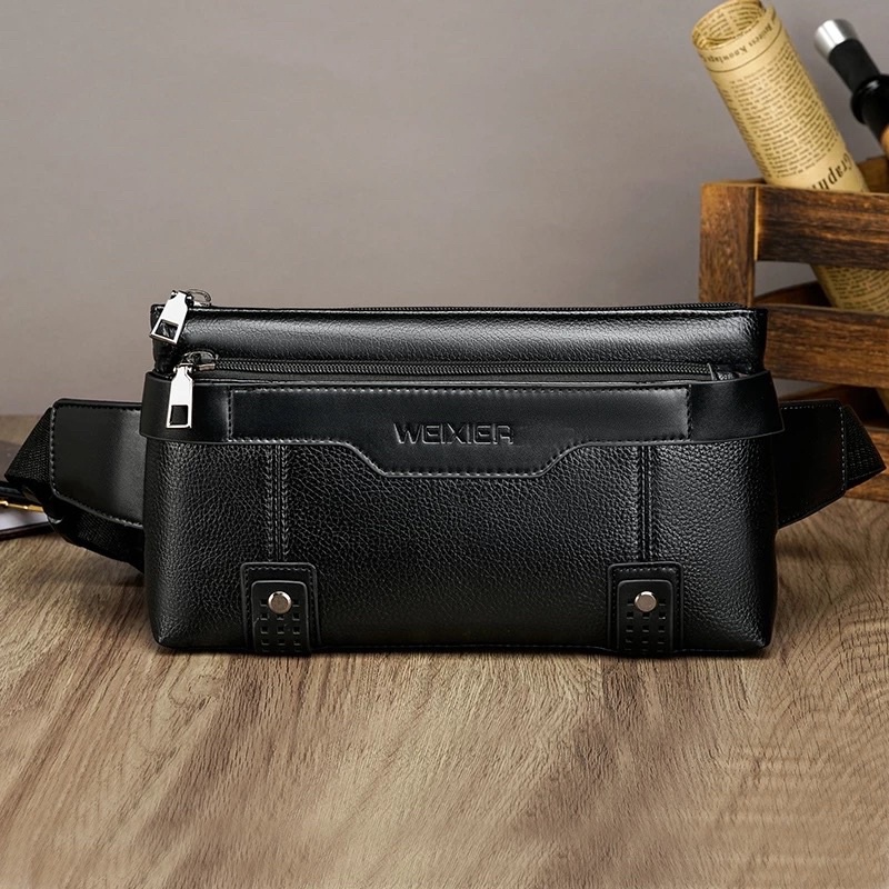 TAS PRIA SELEMPANG KULIT IMPOR TAS SELEMPANG SEMI KULIT TAS PRIA DADA SINTETIS WAIST BAG PRIA KULIT SINTETIS TAS PRIA PU LEATHER