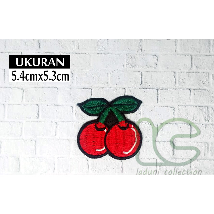 Patch bordir buah cherry / Patch bordir buah Ceri