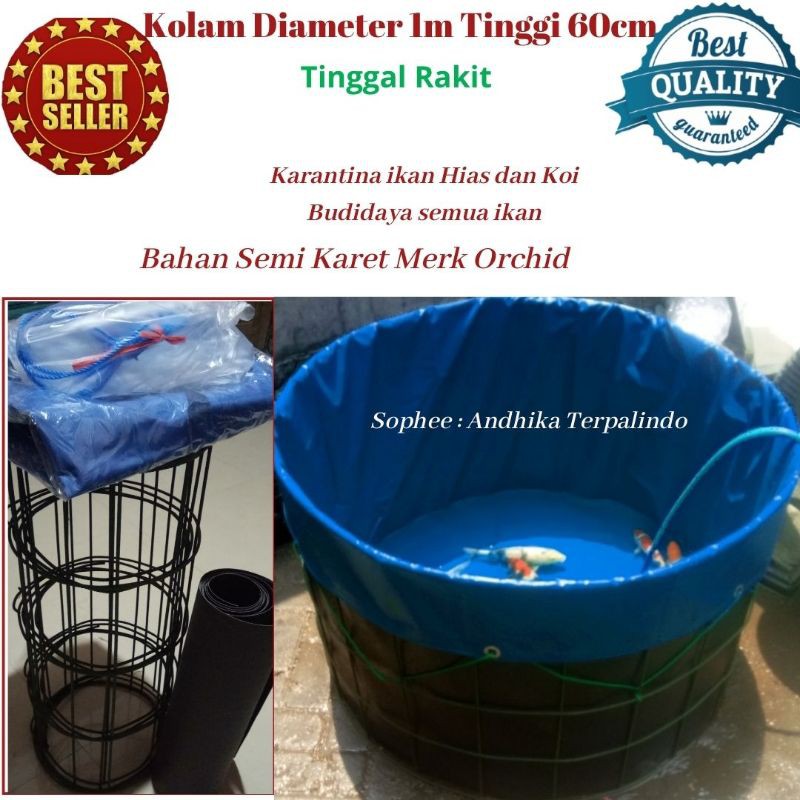 Kolam terpal fullset Diameter 1m tinggi 60cm/kolam lele fullset/kolam terpal