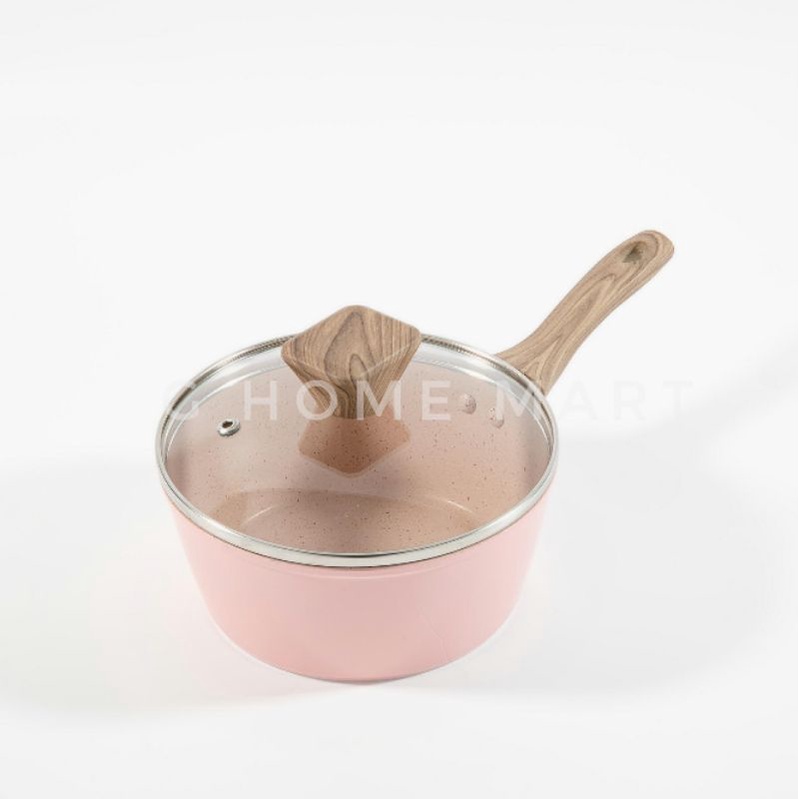 Sauce pan motif marble 16 cm PINK MPASI bonus tutup kaca