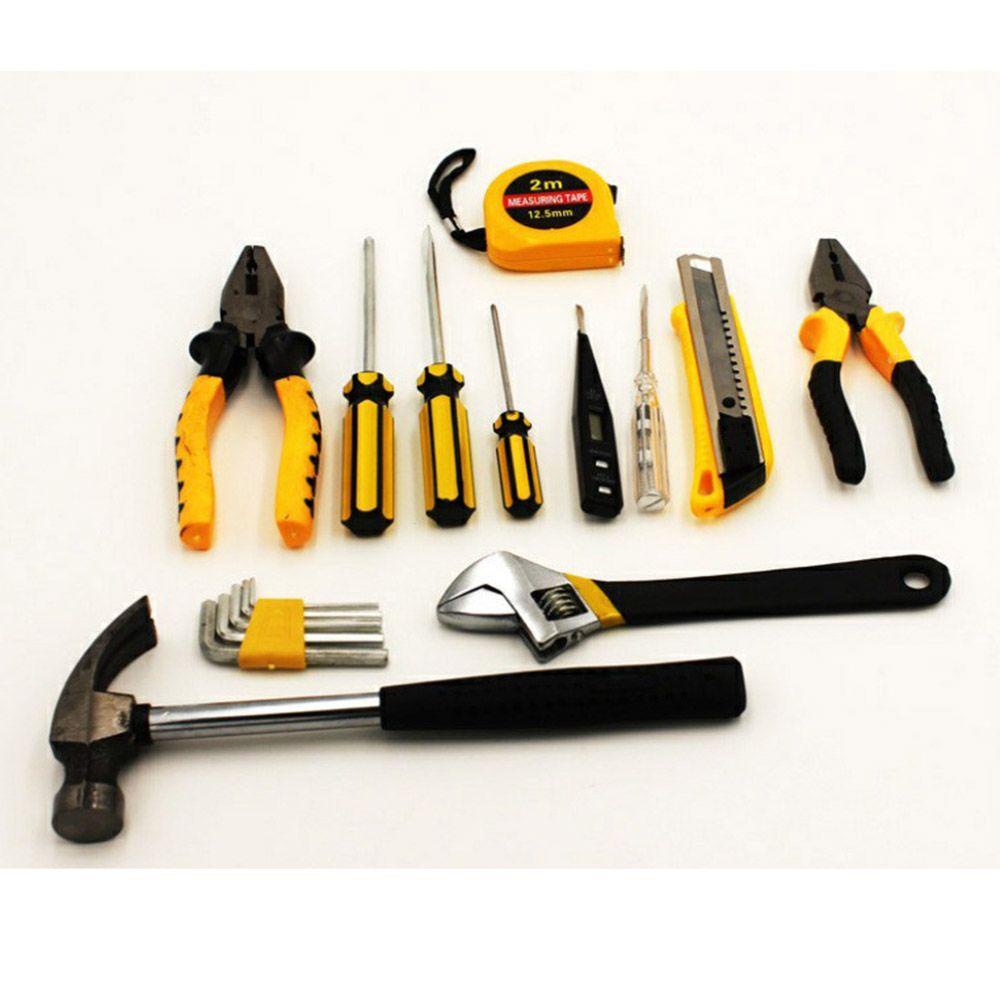 Solighter Set Alat Tukang Listrik Portable Rumah Tangga Kombinasi Toolbox Woodworking Tape Measure Tang Hand Tools Kit