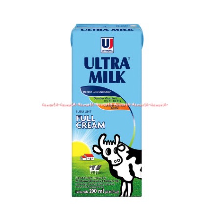 Ultra Milk 200ml Susu UHT Full Cream Susu Ultra Siap Minum Ful Krim Susu Putih Ultramilk Ultra Milks Rasa Plain Original