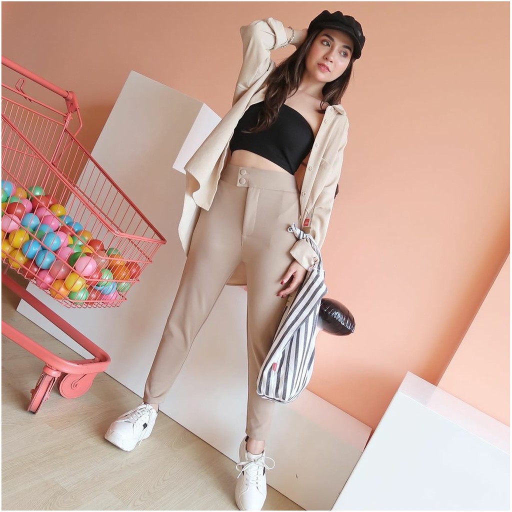 PROMO TALIA DOUBLE BUTTON - celana murah / celana panjang / pants murah / celana bahan