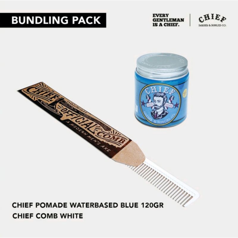 Chief Bundling - Chief Pomade Blue Waterbased 120 Gram + Sisir Chief Carbon
