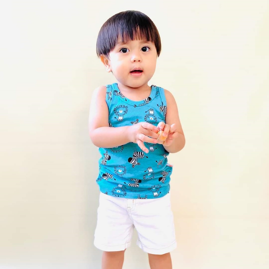 [TOMS] VELVET JUNIOR (3pcs) Kaos Dalam Anak/ Kaos Kutang Bayi / Singlet MOTIF Printed Singlet Velvet