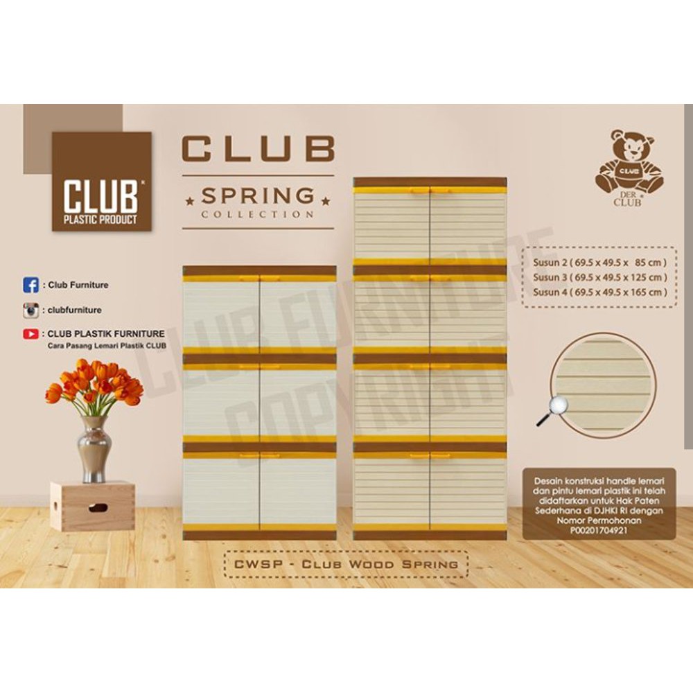 lemari plastik lemari pakaian susun 4 club